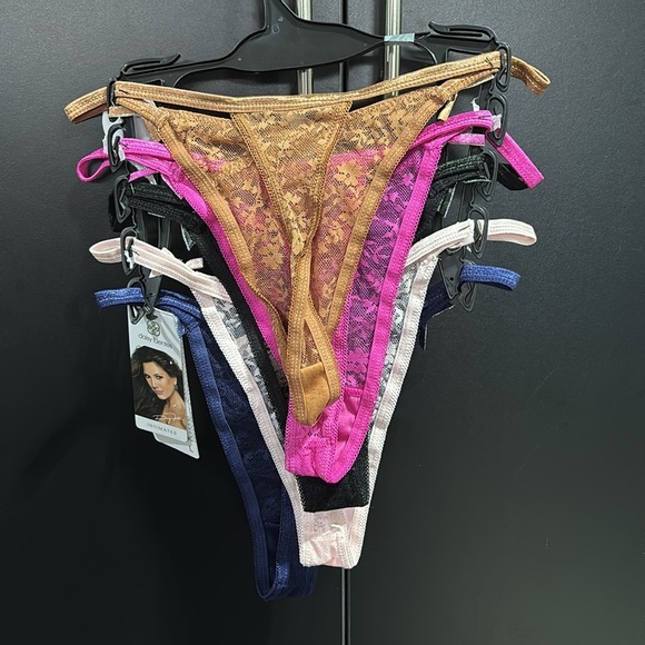 Daisy Fuentes 5 Pack Pretty Lace & Mesh Thong/Panties, Sexy Stretch Comfort - Picture 2 of 8